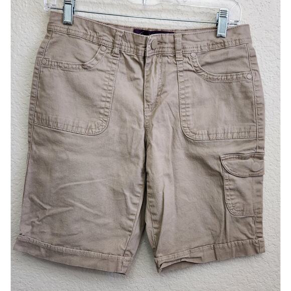 Gloria Vanderbilt Tan Brown Cargo Shorts 6P Lightweight Side Pocket Soft - Picture 1 of 4